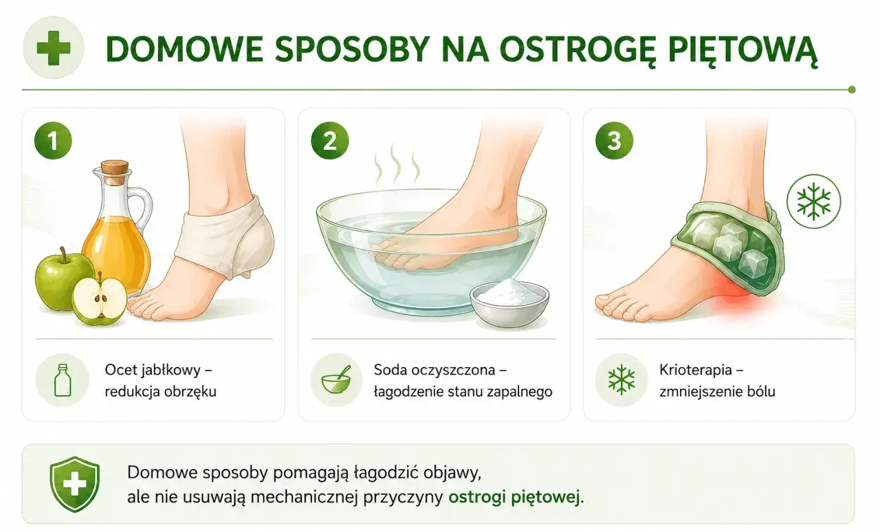 Domowe sposoby na ostrogi piętowe: ocet jabłkowy, soda oczyszczona i krioterapia. Jak leczyć ostrogi piętowe domowymi metodami.