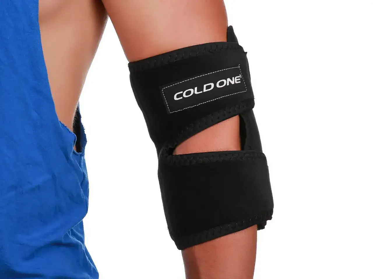 Czarna opaska na łokieć z napisem