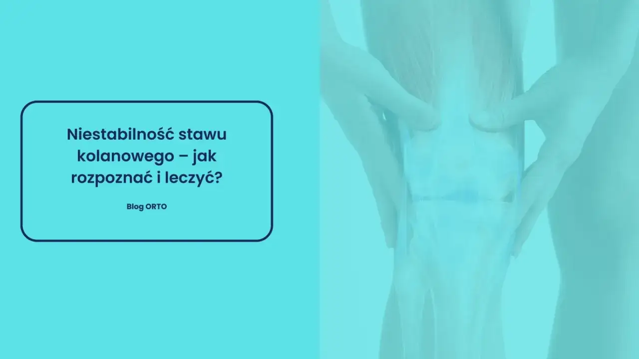 Anatomia kolana z widocznymi mięśniami i więzadłami, sugerująca problem samoistnego uginania się kolan. Tekst: