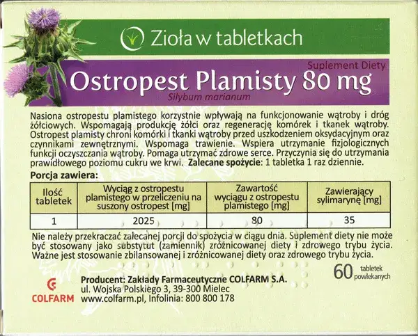 dawkowanie ostropestu plamistego