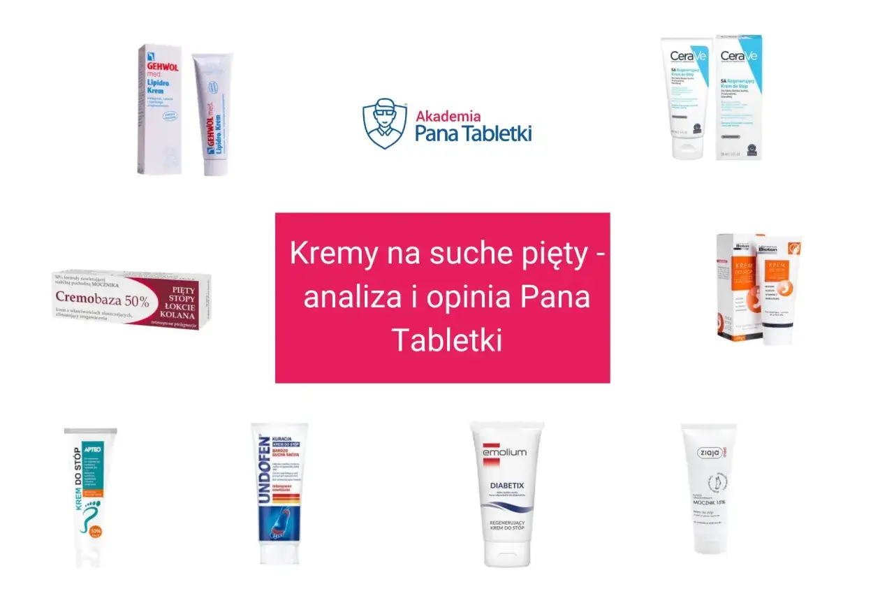 Kremy na suche stopy: analiza i opinia Pana Tabletki. Znajdziesz tu propozycje na co na suche stopy, np. CeraVe, Emolium, Ziaja.